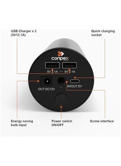 Conpex Multi-functional Portable Power Supply – USB Rechargeable 12W Emergency Light for Camping, Tents & Outdoor Use  - Image 2