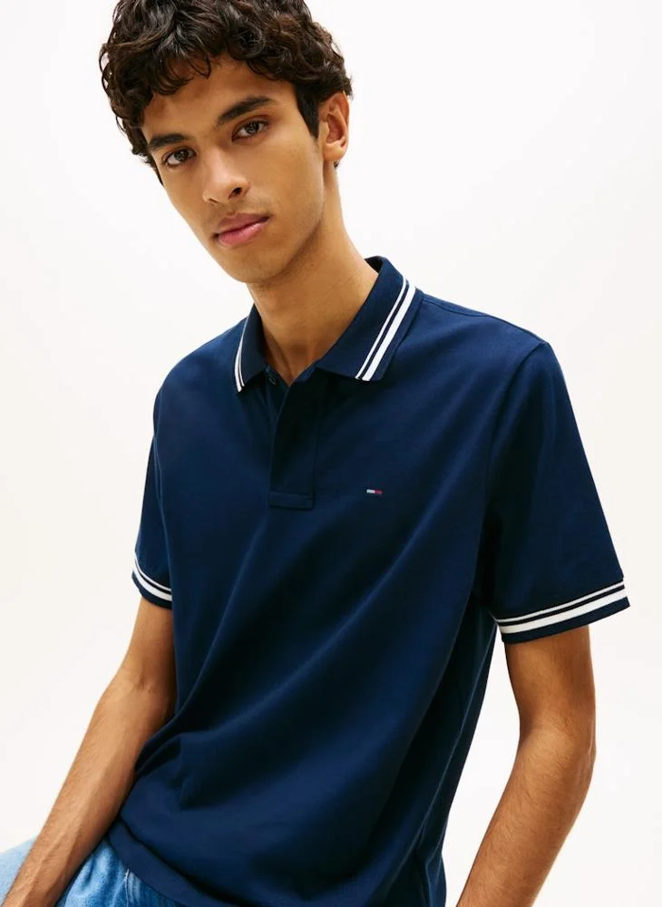 TOMMY JEANS  Tommy Flag Regular Fit Tipped Polo Shirt for Men | Best Price UAE