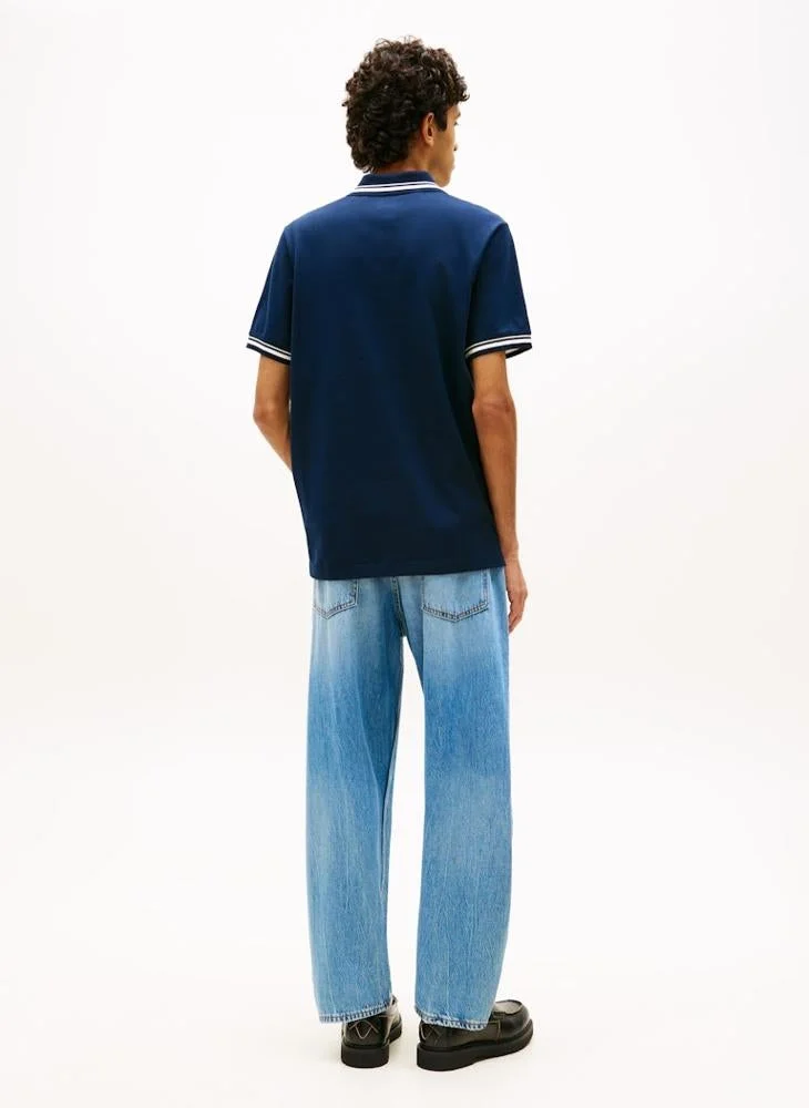 TOMMY JEANS  Tommy Flag Regular Fit Tipped Polo Shirt for Men | Best Price UAE