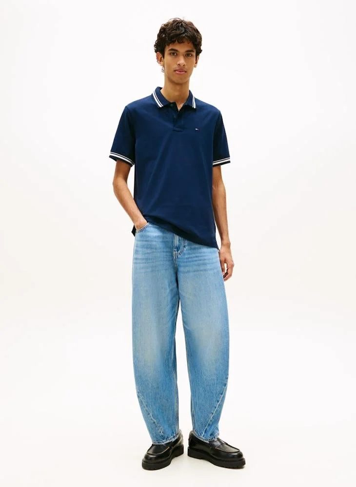 TOMMY JEANS  Tommy Flag Regular Fit Tipped Polo Shirt for Men | Best Price UAE