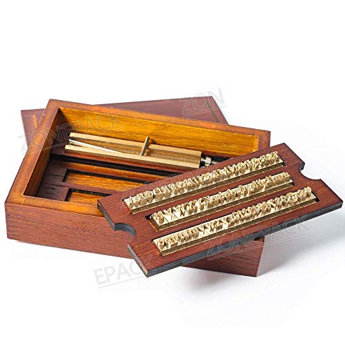 ZONEPACK Stamping Mold Copper Brass Stamping Flexible Letters Numbers Alphabets Symbols Characters Molds CNC Engraving Molds for Hot Foil Stamping Machine (83pcs Time New Roman with Wood Box) - Image 1