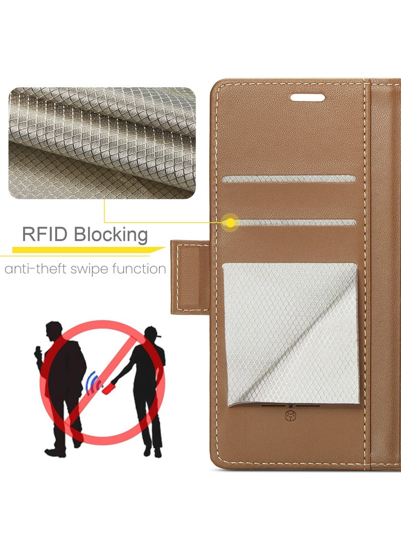 CaseMe Phone Case Luxury PU Leather Design Anti Fingerprint 023 Flip Cover Card Slot Holder Cover For Realme 13 Pro / Realme 13 Pro Plus  (Brown) - Image 4