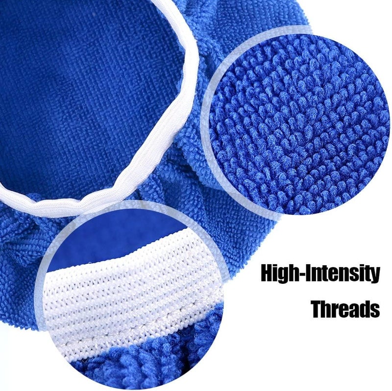 Easy lifting build Glarks 5Pcs 9-10 Inch Car Polisher Pad Bonnet Soft Microfiber Polishing Bonnet Buffing Pad Cover for 9" and 10" Car Polisher Low wear optimized build - Image 3