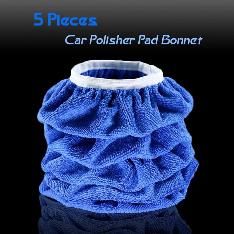 Easy lifting build Glarks 5Pcs 9-10 Inch Car Polisher Pad Bonnet Soft Microfiber Polishing Bonnet Buffing Pad Cover for 9" and 10" Car Polisher Low wear optimized build - Image 5