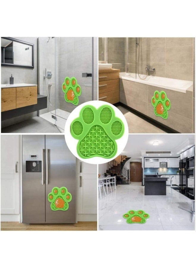 IBAMA Pet Silicone Licking Pad, Anti Choke Slow Food With Suction Cup Tool, For Dog Cat Pet Bath Distraction, Cat Claw Two Pack Green & Blue - Image 4