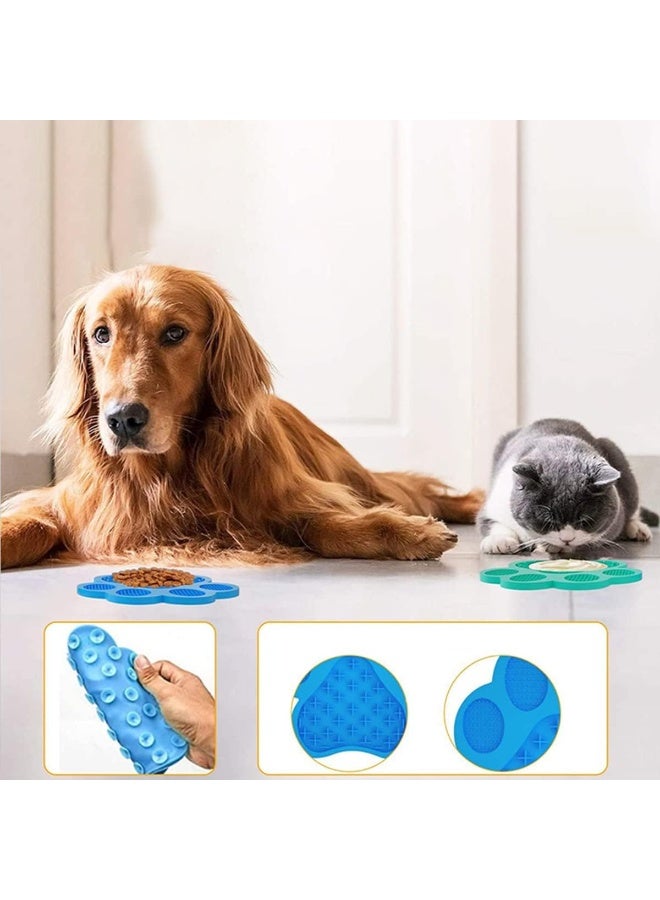 IBAMA Pet Silicone Licking Pad, Anti Choke Slow Food With Suction Cup Tool, For Dog Cat Pet Bath Distraction, Cat Claw Two Pack Green & Blue - Image 3