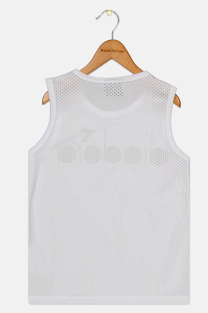 DIADORA Kids Boy Round Neck Sleeveless  Brand Logo Tank Top, White/Black - Image 2