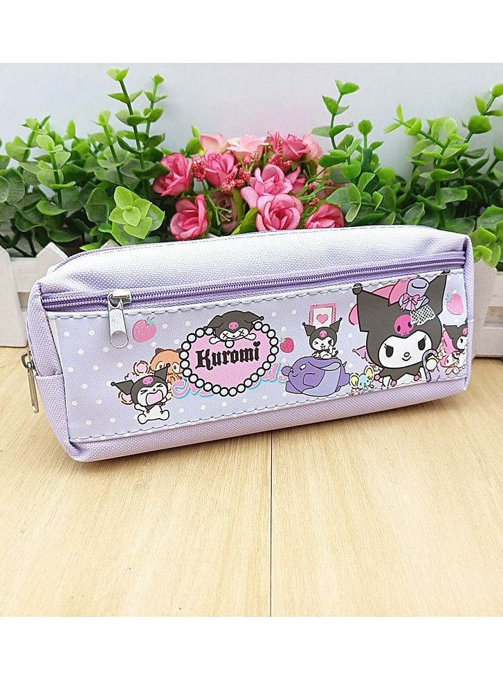 Sanrio Kuromi Cartoon Double Zipper PU Multifunctional Large Capacity Pencil Case Stationery Pencil Case Neutral Pen Set  - Image 4
