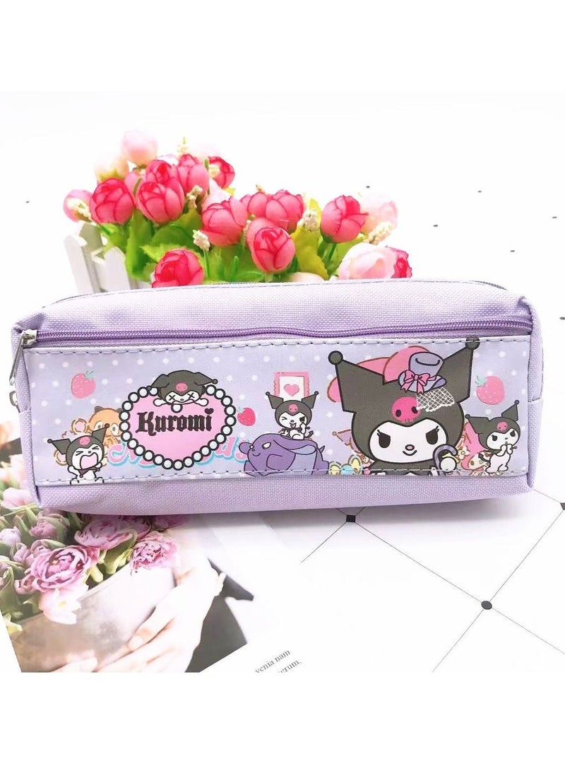 Sanrio Kuromi Cartoon Double Zipper PU Multifunctional Large Capacity Pencil Case Stationery Pencil Case Neutral Pen Set  - Image 2