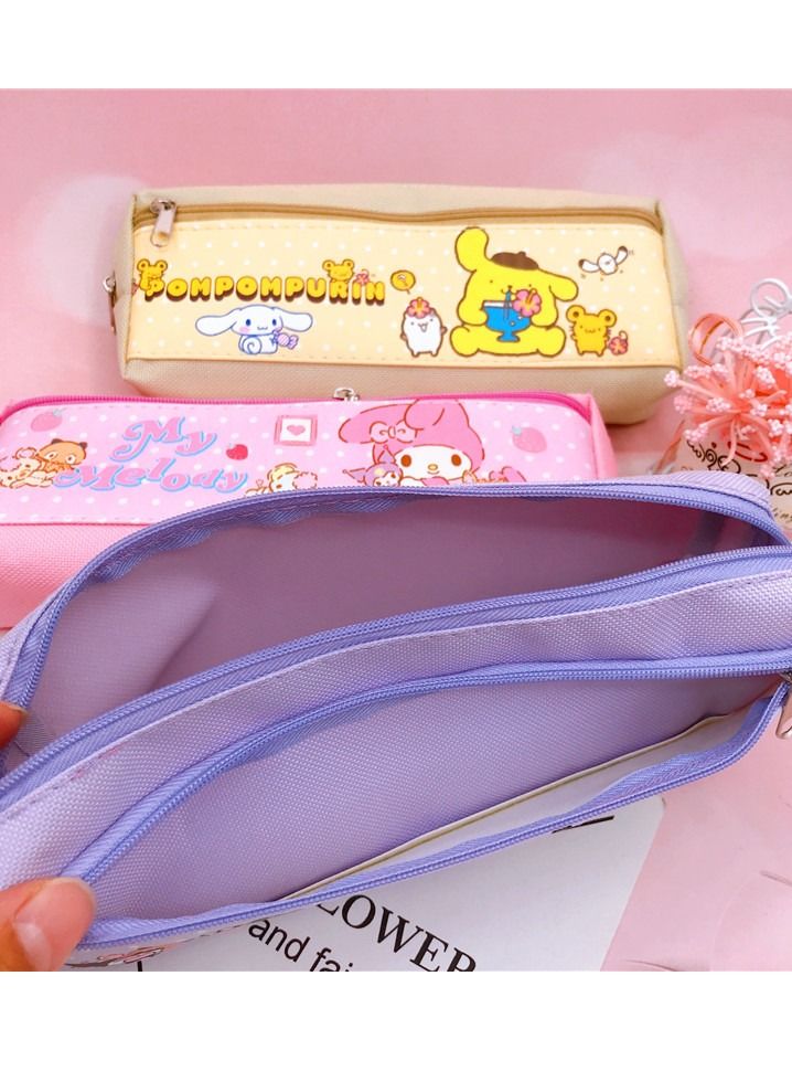 Sanrio Kuromi Cartoon Double Zipper PU Multifunctional Large Capacity Pencil Case Stationery Pencil Case Neutral Pen Set  - Image 3