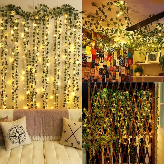 DIY 10 MTR 100 LED FAIRY STRING LIGHTS AND 4 PCS 7 FT ARTIFICIAL IVY VINES 28 FT TOTAL PERFECT FOR WALL ROOM WEDDING AND FESTIVAL DECORATIONS