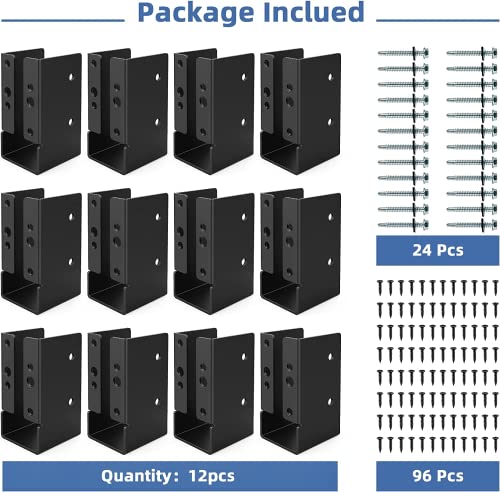 IRONDIY 12 PCS Concealed Joist Hanger,2" x 4"Outdoor Concealed-Flange Hanger,Concealed Face Mount Joist Bracket for 2"x4" Beam ,Swing,Fence - Image 2