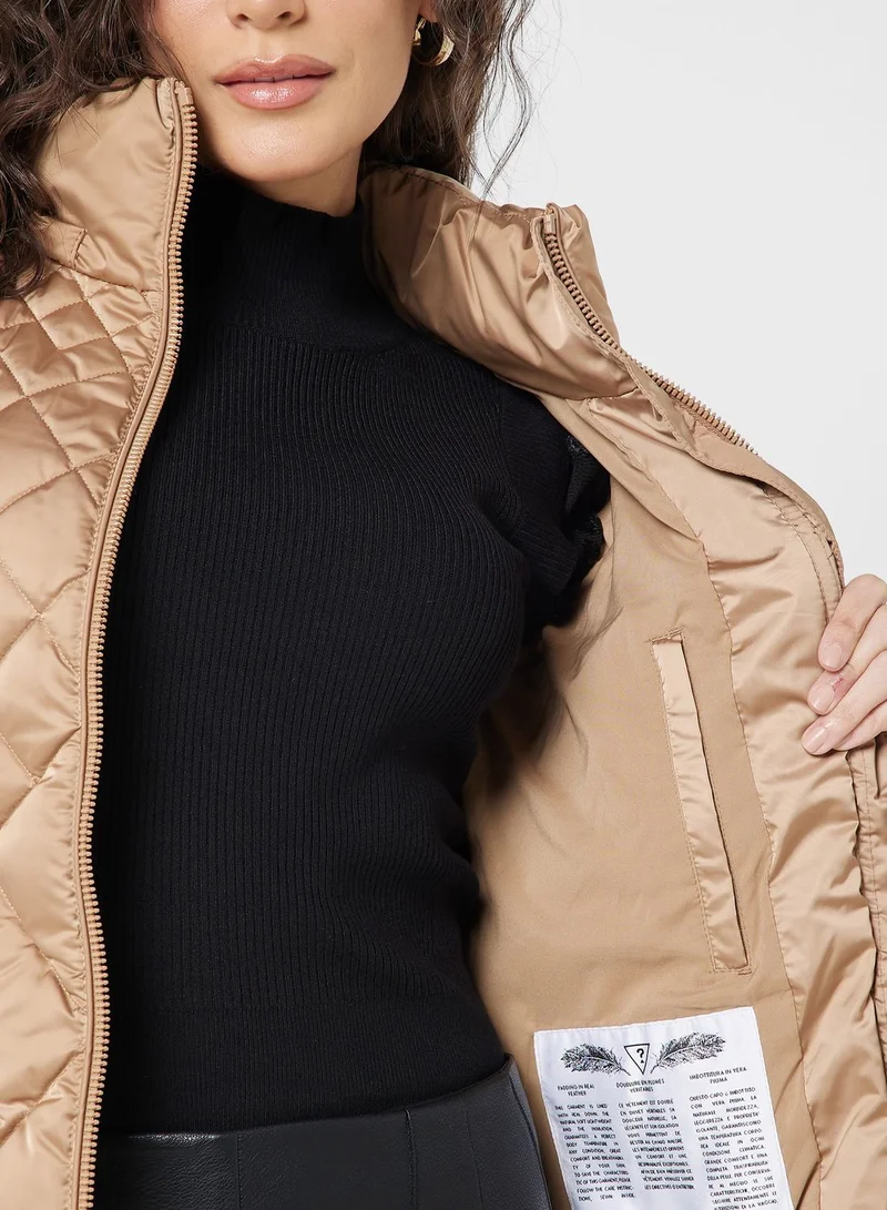 GUESS Belted Fut Detail Jacket
