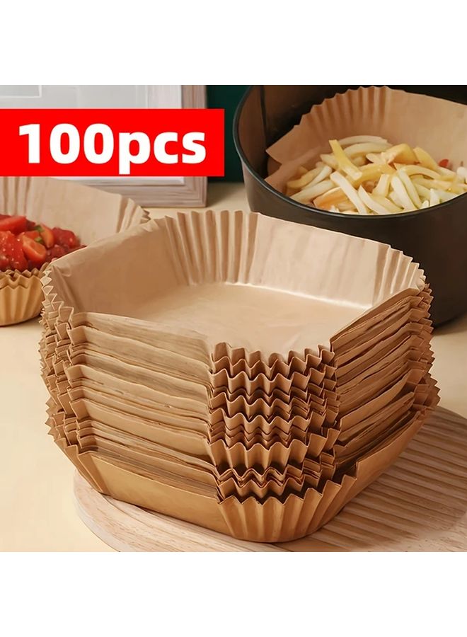 100 Pieces Air Fryer Liners Non Stick Heat Resistant Baking Paper for Oven Microwave - Image 1