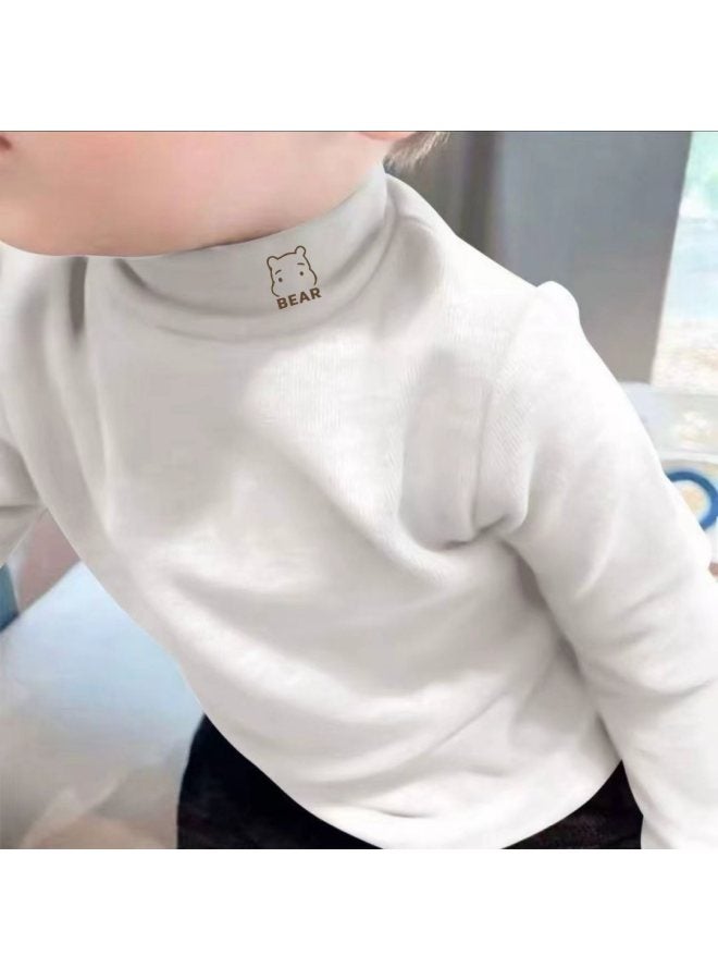 Boys' Autumn And Winter Korean Style Semi High Neck German Velvet Base Shirt, New Style, Handsome And Warm Top For Children, Middle-aged And Big, Boys - Image 2