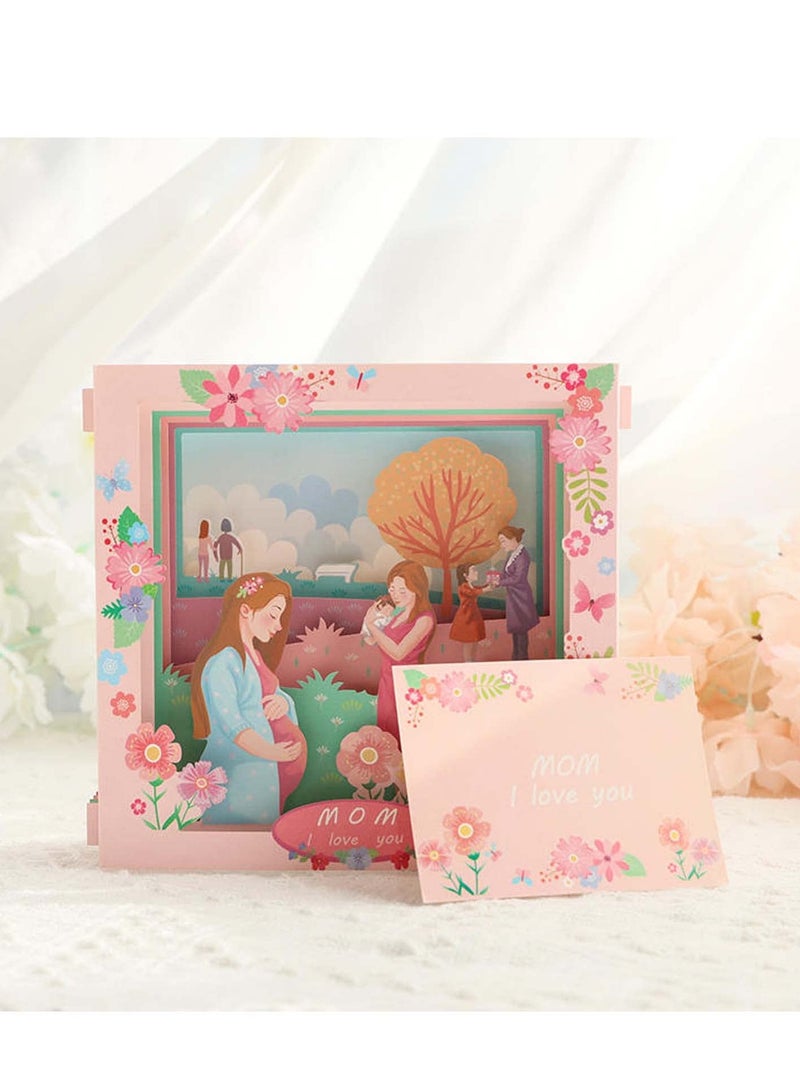 3D Mother’s Day Greeting Card, I Love You Mom, Paper Carved Design with Envelope, Perfect for Birthdays and Special Occasions, 6x6 Inch - Image 2