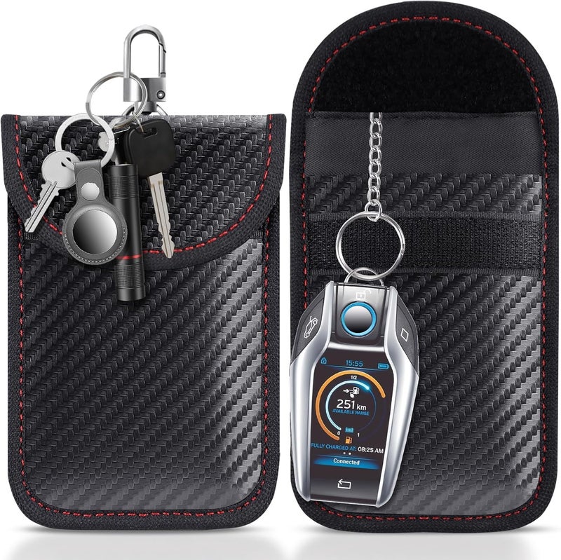 MGL Faraday Pouch Car Keys, Car Key Signal Blocker, RFID Key Pouch Keyless Car Blocker, Blocking Signal Keyless Entry Car Keys Case, Anti-Theft Remote Entry Smart Fobs Protection, Black, Small - Image 1