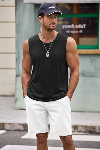 COOFANDY Boxing Shirts for Men Trainning 2 Pack Gym Tank Tops Sleeveless Workout T Shirts, Large BlackArmy Green - Image 3