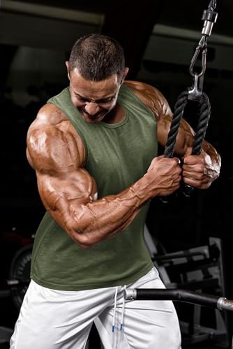 COOFANDY Boxing Shirts for Men Trainning 2 Pack Gym Tank Tops Sleeveless Workout T Shirts, Large BlackArmy Green - Image 4