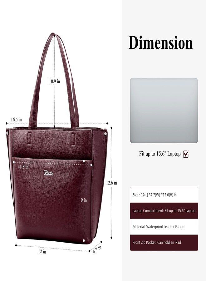 BOYATU Designer Tote Bag for Women: Vegan Leather Shoulder Handbag with 15.6" Zipper Compartment for Elegant Work Travel (Red) - Image 5