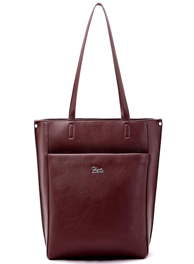 BOYATU Designer Tote Bag for Women: Vegan Leather Shoulder Handbag with 15.6" Zipper Compartment for Elegant Work Travel (Red) - Image 1