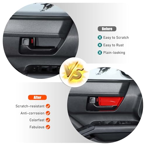TOYCIDFG Door Inner Panel Pull Handle Bowl Cover Trim Compatible with Toyota Tacoma 2024 2025 2026 Car Interior Decoration Accessories Red - Image 3
