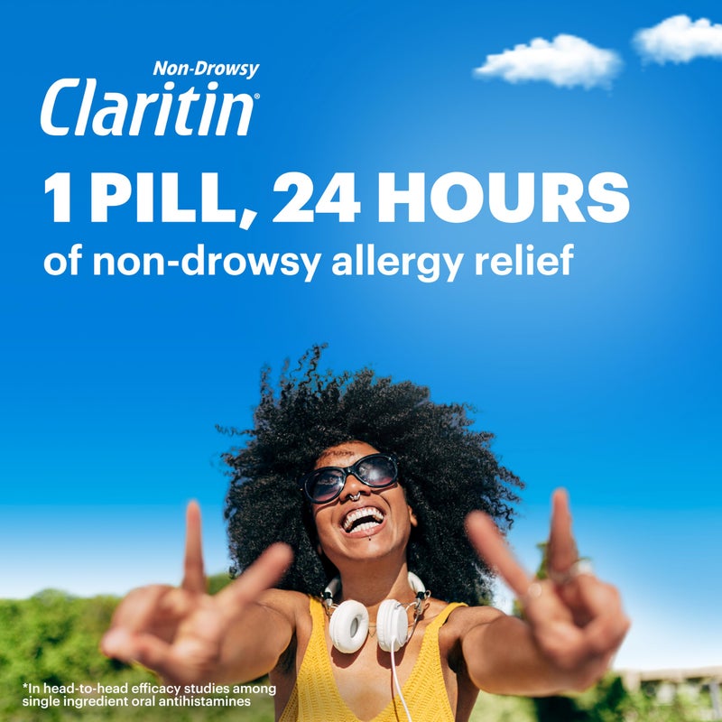 Claritin كلاريتين 24 ساعة تخفيف الحساسية غير المسبب للنعاس، أقراص لوراتادين - 100 حبة - Image 3