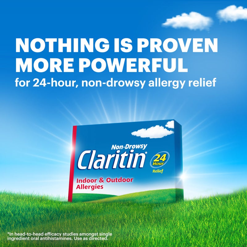 Claritin كلاريتين 24 ساعة تخفيف الحساسية غير المسبب للنعاس، أقراص لوراتادين - 100 حبة - Image 2