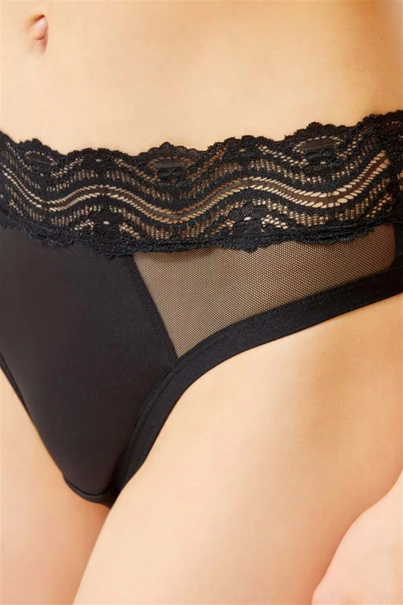 كوتن هيل Black Transparent Tulle Detailed Women's Menstrual Panties