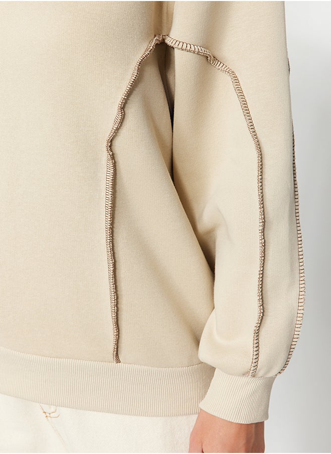 trendyol - Stone Stitching Detailed Crew Neck Regular Fit Thick Inside Fleece Knitted Sweatshirt TWOAW24SW00233 - Image 1