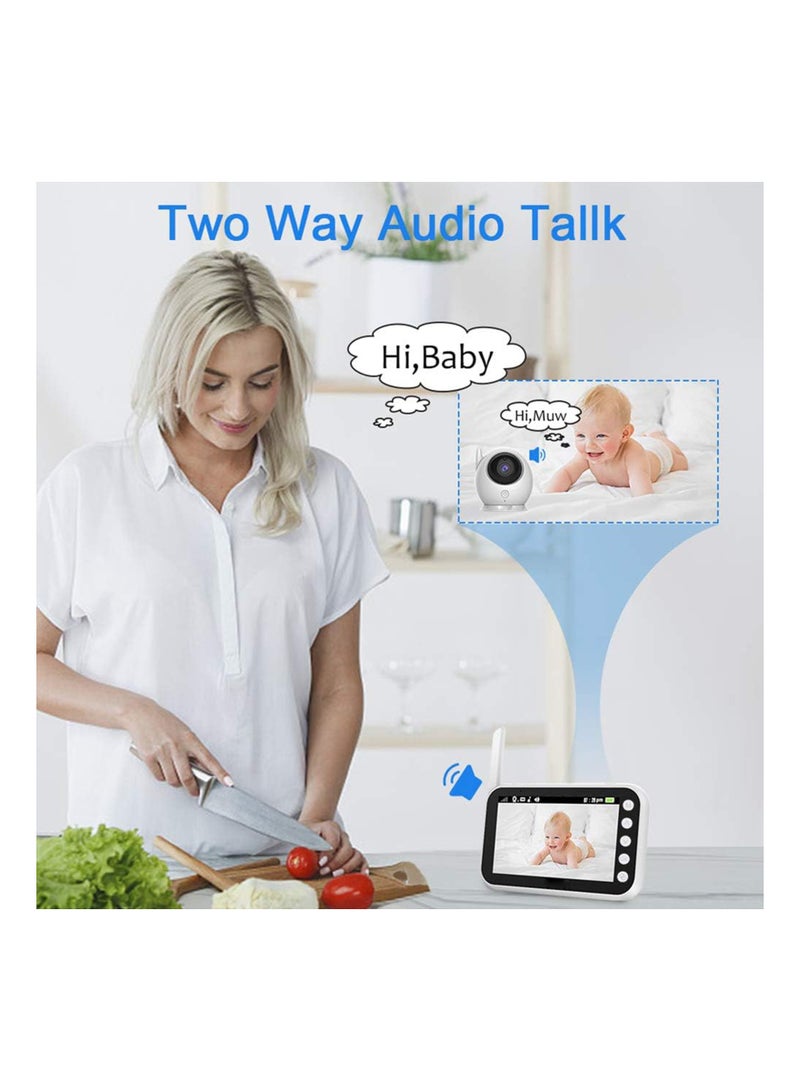 ABM100 Video Baby Monitor, 4.3" LCD Display, 360° Angle Two-Way Audio Infrared Night Version, Lullaby Sound&Temperature Alert, Support Multi Cameras, Temperature Sensor, Power Saving Mode
