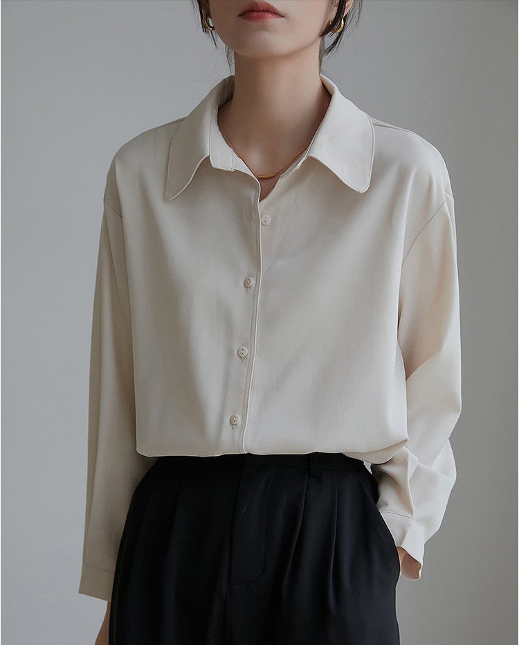 White shirt female professional formal wear 2026 spring new long-sleeved shoulder wrinkle-proof formal wear looks good and unique white shirt - Image 1
