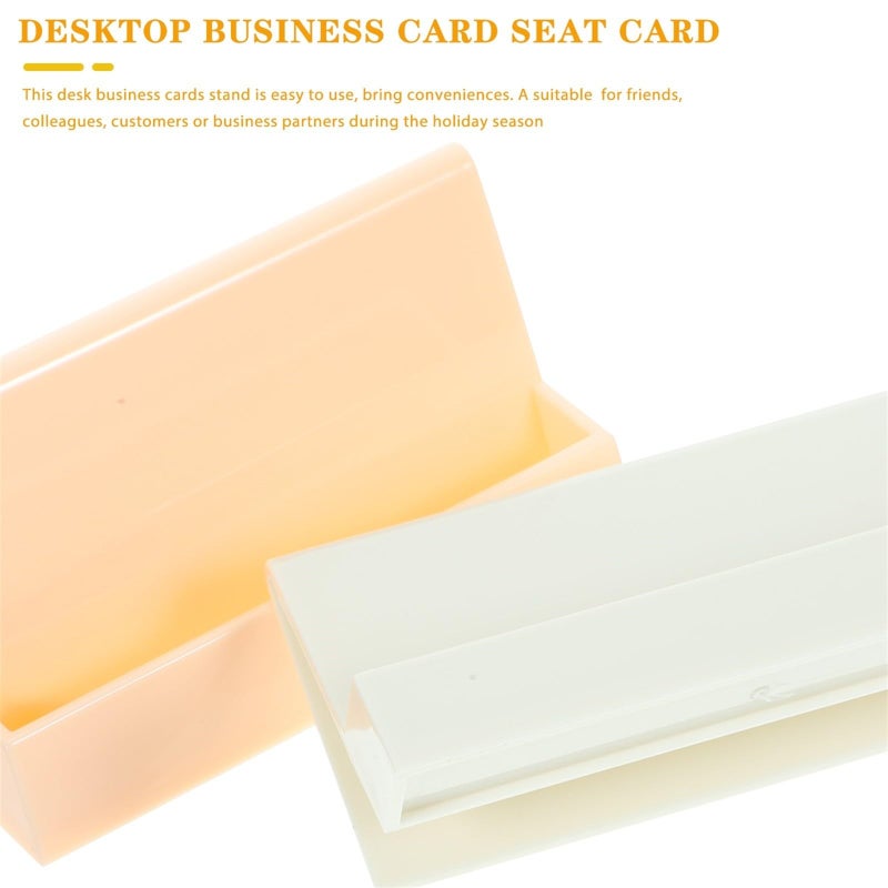 2Pcs Light Orange Cream Business Card Holder Desk Organizer Set Multi Slot Storage - Image 4