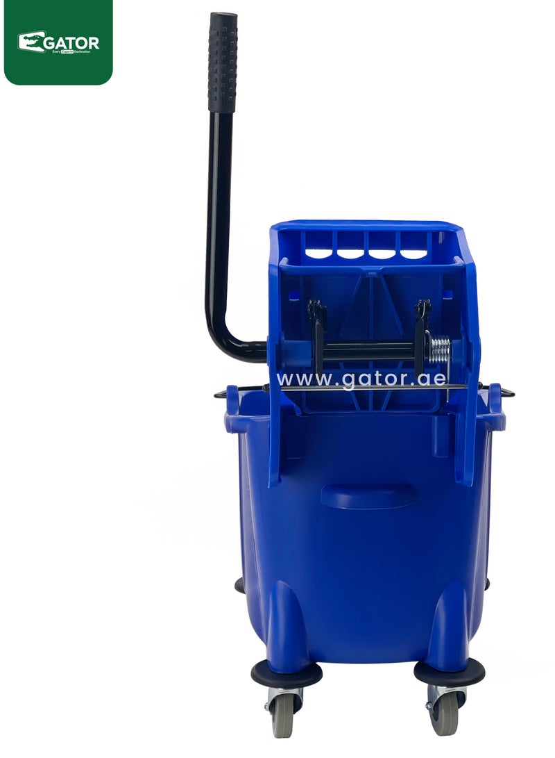 جاتور دلو ممسحة مع عجانة جانبية، عجلات دوارة بزاوية 360 درجة، حجرة ماء كبيرة سعة 32 لتر، باللون الأزرق. - Image 3