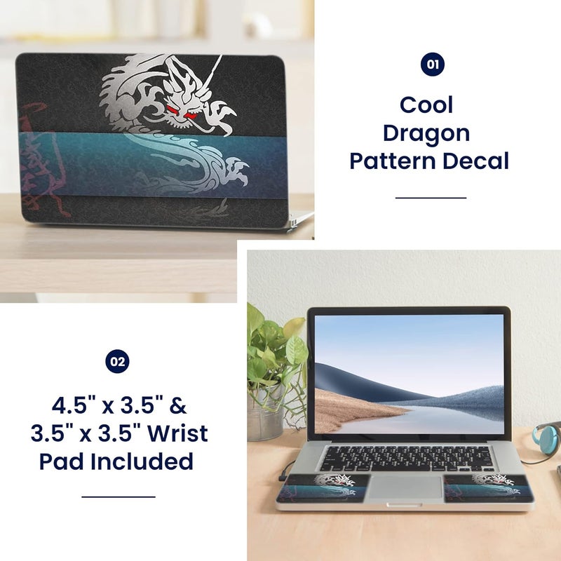 LSS Laptop 15 15.6 Skin Cover with Colorful Cool Dragon Pattern for HP Dell Lenovo Apple Asus Acer Compaq - Fits 13.3" 14" 15.6" 16" (2 Wrist Pads Free) - Image 2