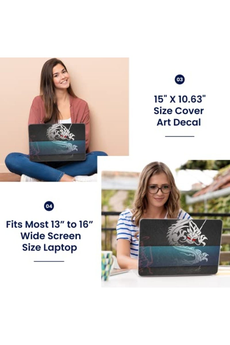 LSS Laptop 15 15.6 Skin Cover with Colorful Cool Dragon Pattern for HP Dell Lenovo Apple Asus Acer Compaq - Fits 13.3" 14" 15.6" 16" (2 Wrist Pads Free) - Image 3