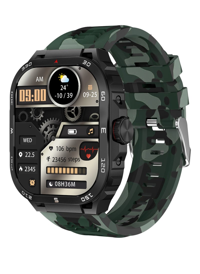 TCH Calling Smart Watch Z10 Ultra Smart Beat GREEN/COMUFLAGE  (Answer/Make Calls) 2.1 Fitness Smart Watch for Android and iPhone, Waterproof Fitness Tracker with Blood Pressure/Stress/Heart Rate/Sleep/100+ Sport Modes, Voice Assistant - Image 1