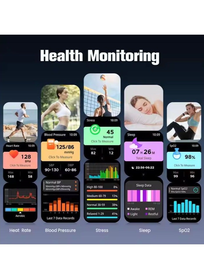 TCH Calling Smart Watch Z10 Ultra Smart Beat GREEN/COMUFLAGE  (Answer/Make Calls) 2.1 Fitness Smart Watch for Android and iPhone, Waterproof Fitness Tracker with Blood Pressure/Stress/Heart Rate/Sleep/100+ Sport Modes, Voice Assistant - Image 3