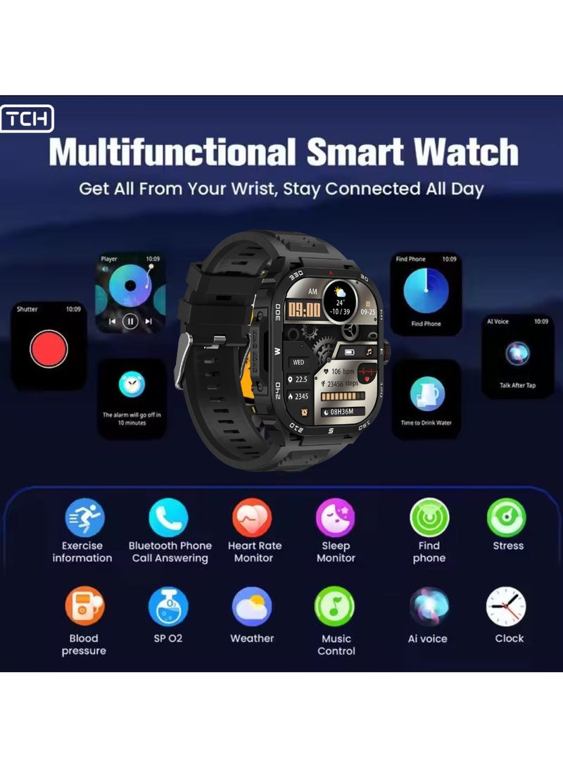 TCH Calling Smart Watch Z10 Ultra Smart Beat GREEN/COMUFLAGE  (Answer/Make Calls) 2.1 Fitness Smart Watch for Android and iPhone, Waterproof Fitness Tracker with Blood Pressure/Stress/Heart Rate/Sleep/100+ Sport Modes, Voice Assistant - Image 4