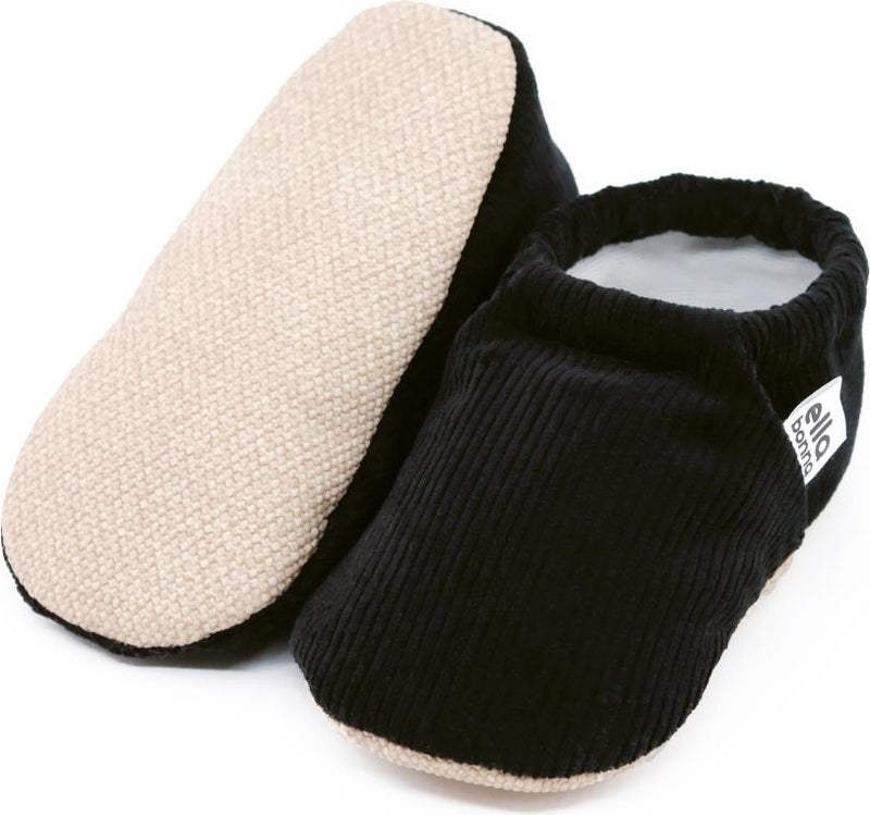 Ella Bonna Anti-Slip Sole, Corduroy Baby Booties, Nursery Shoe Booties, Black  - Image 2