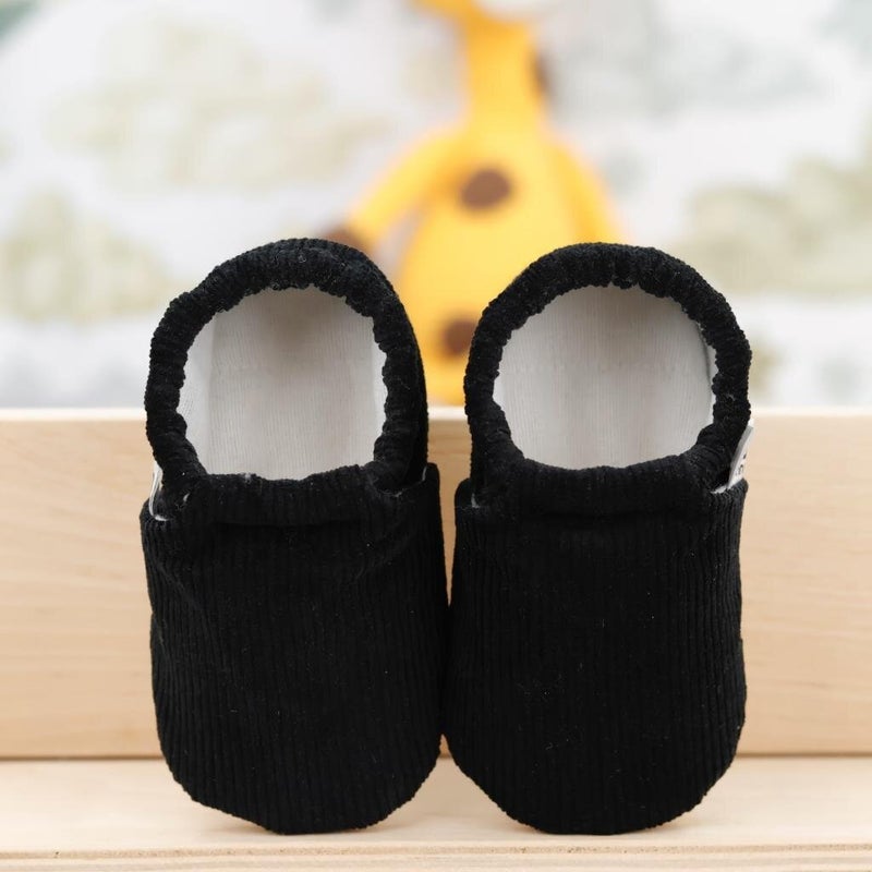 Ella Bonna Anti-Slip Sole, Corduroy Baby Booties, Nursery Shoe Booties, Black  - Image 4