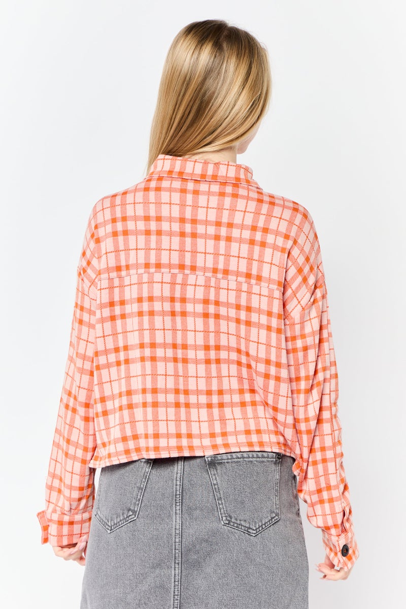 Asos Design Women Spread Collar Checkered Blouse, Multicolor - Image 2