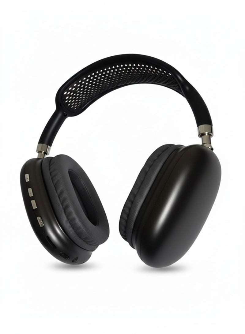 P9 Wireless Bluetooth Headset Pure Stereo Sound Support Memory Card, Black/Silver - Image 1