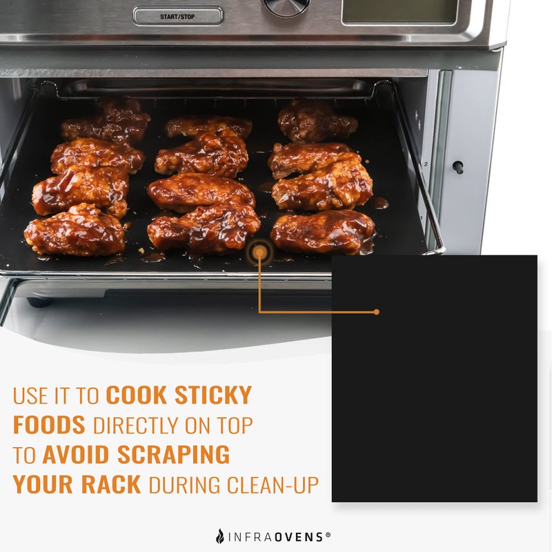 INFRAOVENS بطانات قابلة لإعادة الاستخدام لفرن التوست الهوائي 12 × 13 ملحقات متوافقة مع إيمريل لاغاسي، كيتشينيد، كويزينارت، بلاك آند ديكر، بريفيل + المزيد، واقيات بطانة لصواني وأرفف الفرن - Image 3