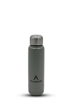 Atlasware Water Bottle with a Capacity of 220 ml, Stainless Steel Water Bottle that keeps Cold for 30 Hours and Keeps Heat for 8 Hours, Grey  - Image 1