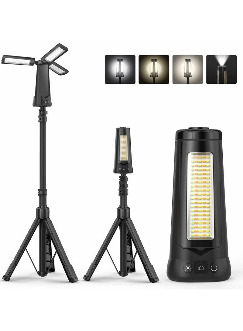 بلو فاير مصباح تخييم متنقل مع حامل - إضاءة ليد قابلة للشحن 10000 مللي أمبير، مقاوم للماء، ثلاث لوحات دوارة (180° رأسيًا و270° أفقيًا)، 3 مستويات سطوع و4 أوضاع إضاءة، شحن USB-C، مثالي للتخييم، التنزه، الصيد، والطوارئ - Image 1