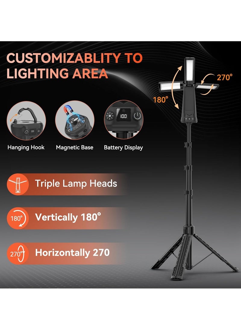 بلو فاير مصباح تخييم متنقل مع حامل - إضاءة ليد قابلة للشحن 10000 مللي أمبير، مقاوم للماء، ثلاث لوحات دوارة (180° رأسيًا و270° أفقيًا)، 3 مستويات سطوع و4 أوضاع إضاءة، شحن USB-C، مثالي للتخييم، التنزه، الصيد، والطوارئ - Image 2