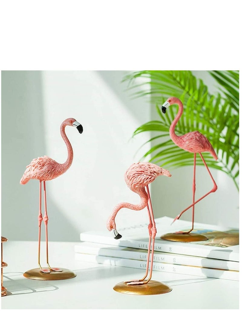 KASTWAVE 3 Pcs Set Flamingo Statue Ornaments Mini Ins Style Resin Sculpture Statue Home Wedding Gifts Desk Ornament Decoration Pink - Image 3