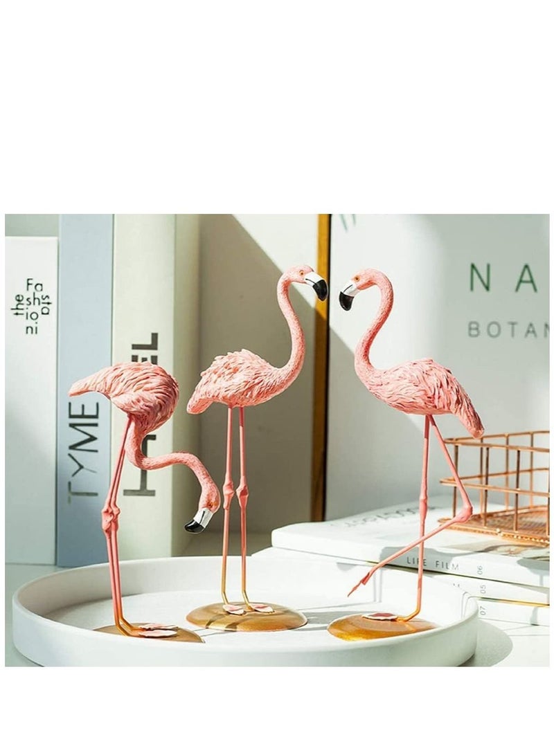 KASTWAVE 3 Pcs Set Flamingo Statue Ornaments Mini Ins Style Resin Sculpture Statue Home Wedding Gifts Desk Ornament Decoration Pink - Image 2