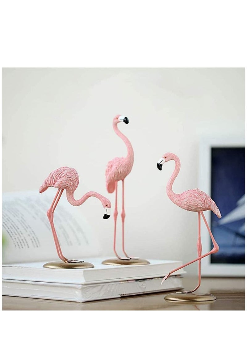 KASTWAVE 3 Pcs Set Flamingo Statue Ornaments Mini Ins Style Resin Sculpture Statue Home Wedding Gifts Desk Ornament Decoration Pink - Image 4